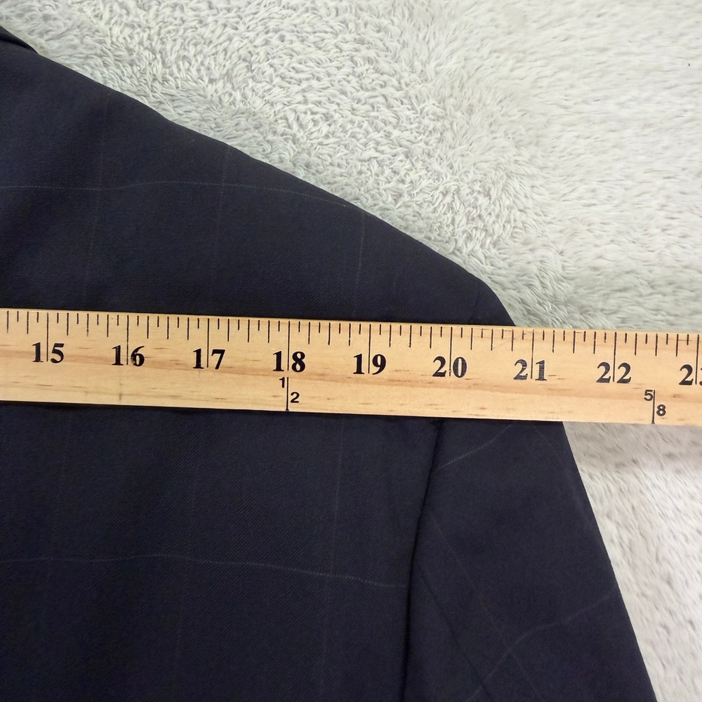 Vintage Brooks Brothers Mens 46L Blazer Sport Coat Navy Blue Windowpane Wool USA - Picture 11 of 12